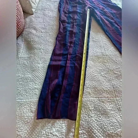 Express Bold Striped size 4 High-Waisted Maroon Navy Blue Wide-Leg woman’s Pants - Picture 6 of 16